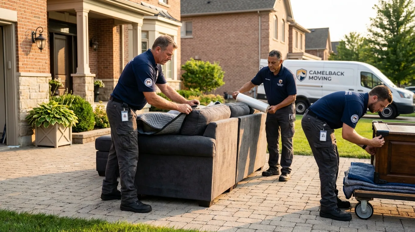 Large estate moving crew wrapping furniture in Rockingham, NC