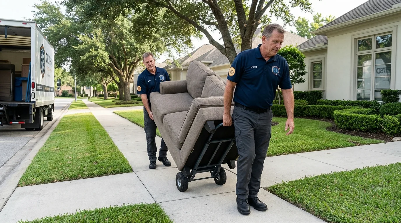 Local residential moving crew loading furniture in Rockingham, NC